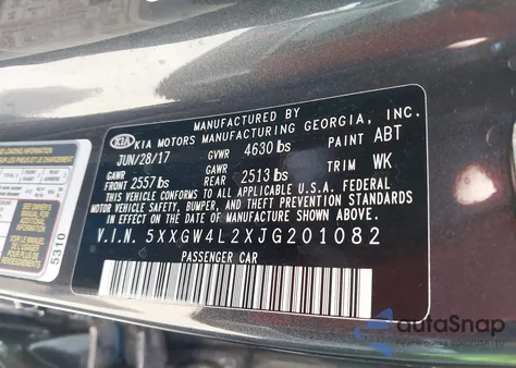 2018 Kia Optima Sx Turbo из США, поврежденный, VIN 5XXGW4L2XJG201082